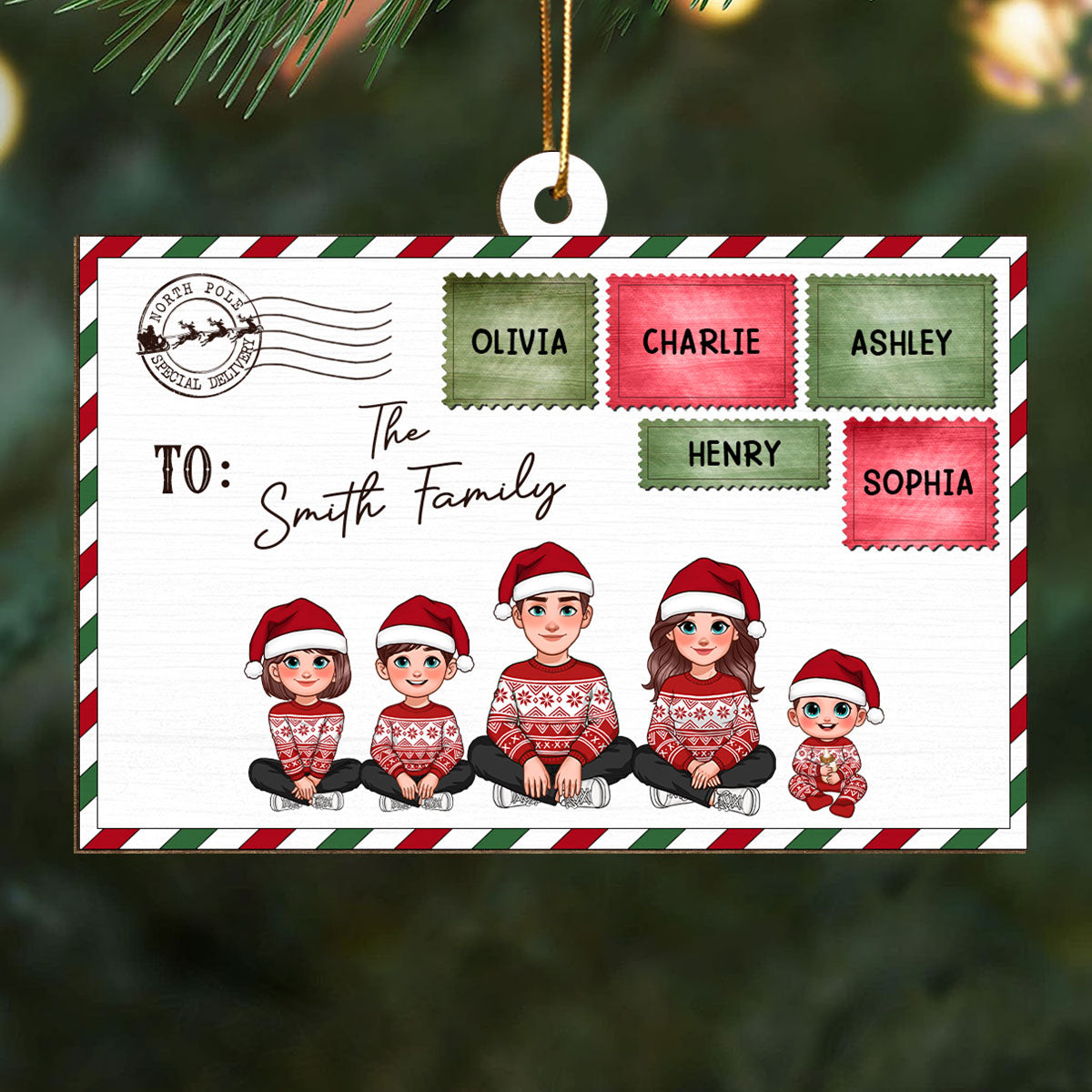 Santa Letter To Pretty Family Personalized Wooden Ornament