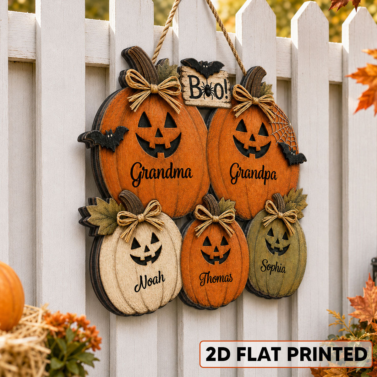 Trending Grandma Grandpa Halloween Pumpkins - Personalized Door Hanger - Fall Season Halloween Decor For Grandparents
