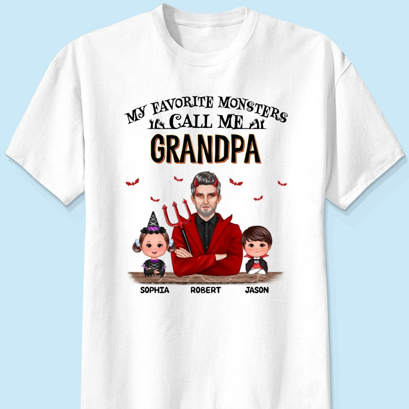 Halloween Favorite Monsters Call Me Dad Grandpa Personalized Shirt
