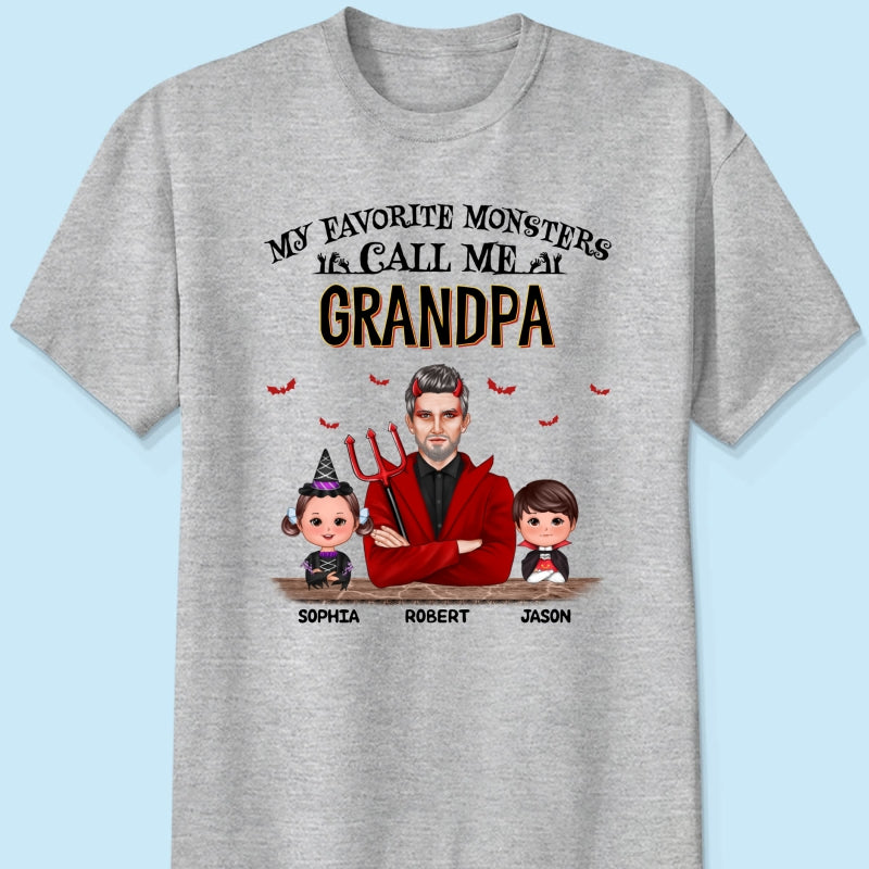 Halloween Favorite Monsters Call Me Dad Grandpa Personalized Shirt