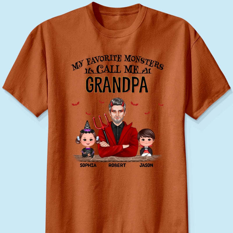 Halloween Favorite Monsters Call Me Dad Grandpa Personalized Shirt