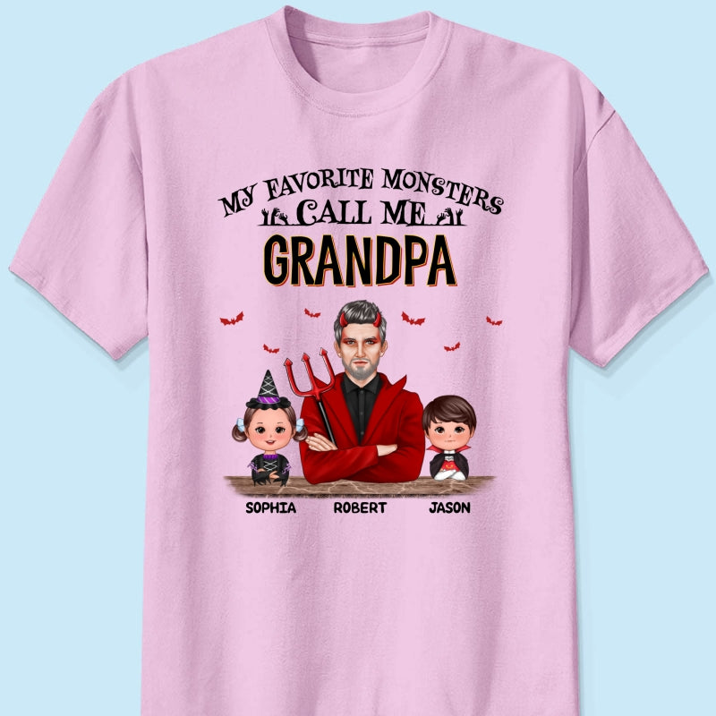 Halloween Favorite Monsters Call Me Dad Grandpa Personalized Shirt