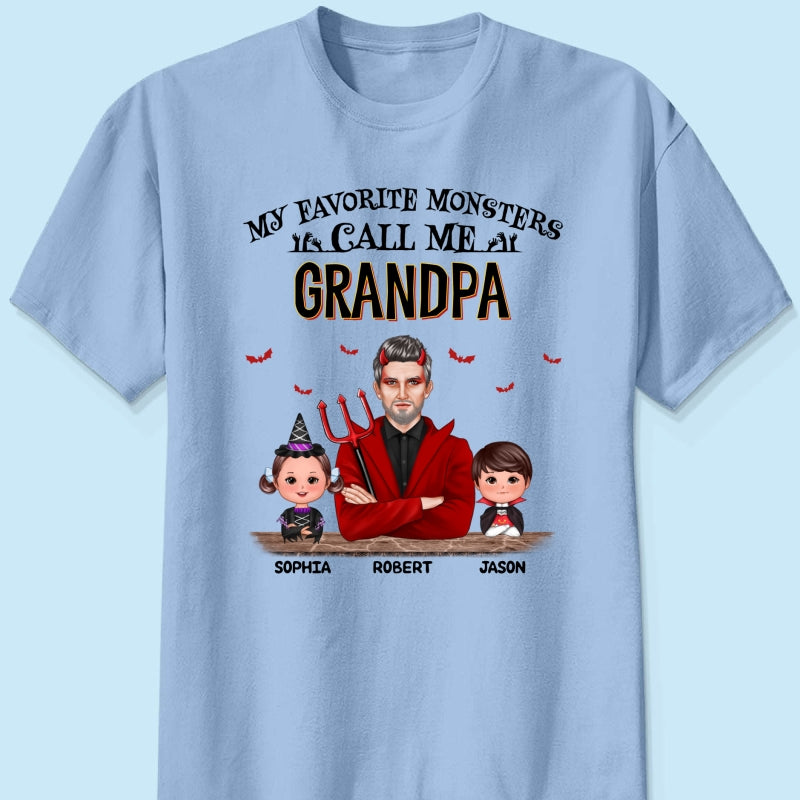 Halloween Favorite Monsters Call Me Dad Grandpa Personalized Shirt