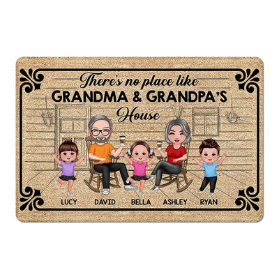 Front Porch There‘s No Place Like Grandma Grandpa House Personalized Doormat