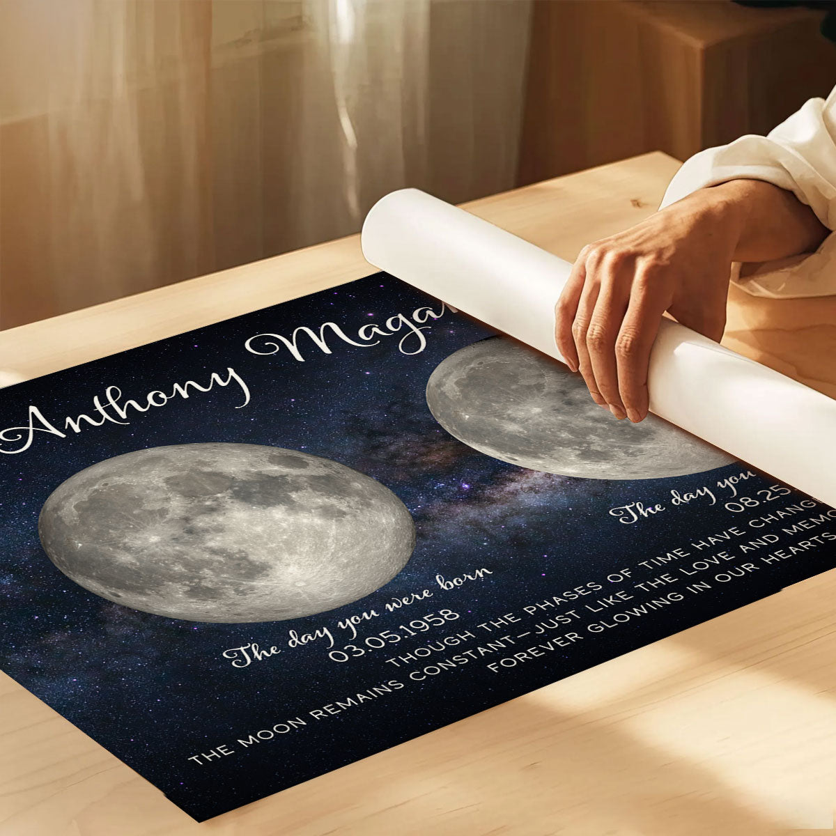 Lost Loved One Moon Phase Art Memorial Sympathy Gift - Personalized Poster