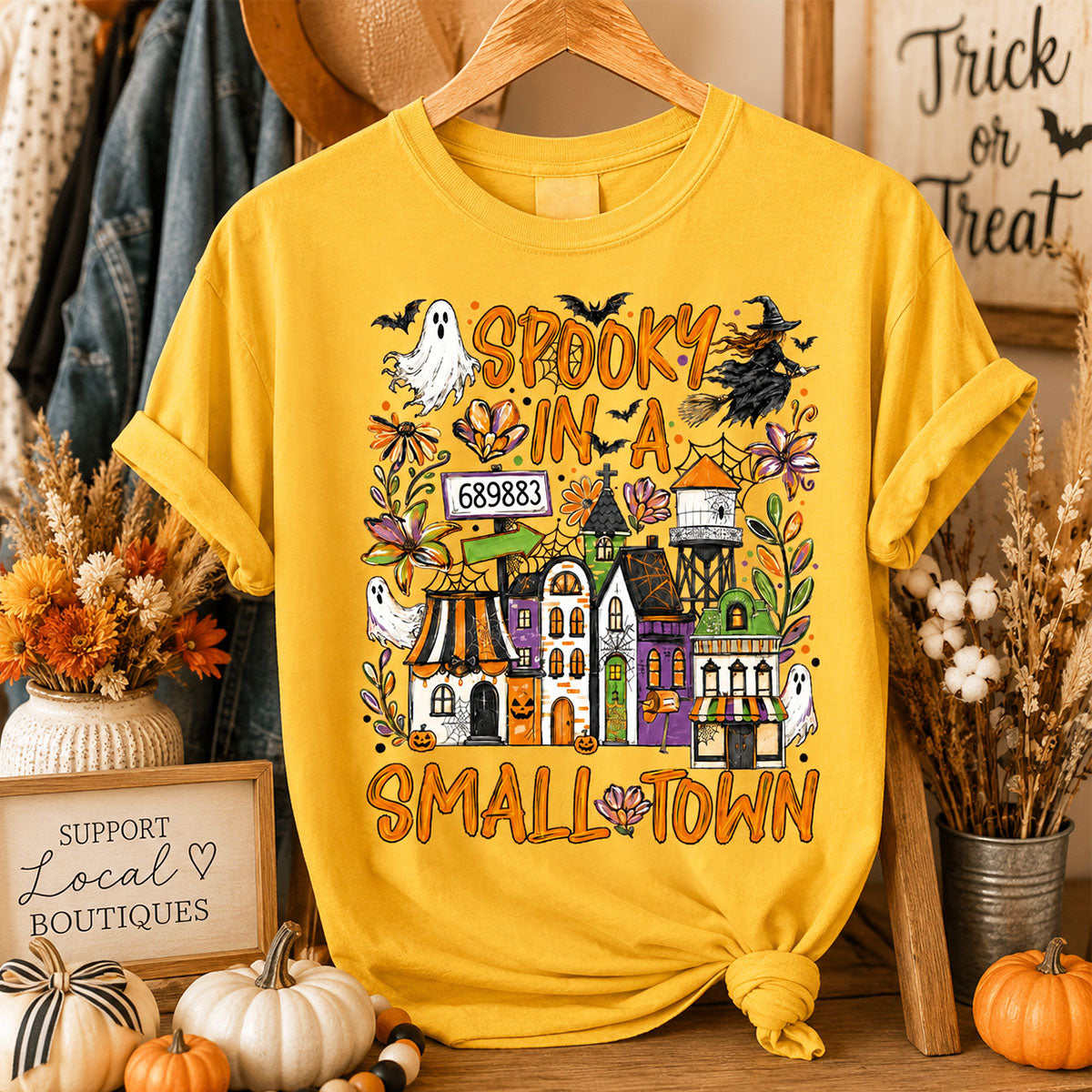 Custom Zip Code Halloween Town - Personalized Shirt - Trendy Fall Halloween Tee