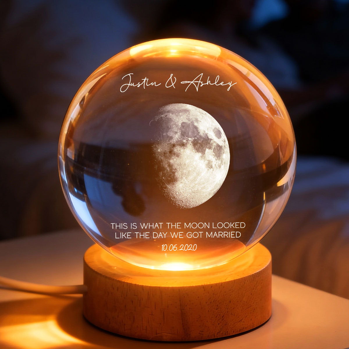 This is What the Moon Looks Like on Our Special Day - Personalized Crystal Ball LED Night Light - Sentimental Gift for Her, for Him