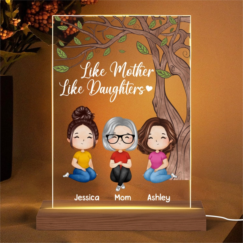 Like Mother Like Daughter Watercolor Style Mother‘s Day Gift Personalized LED Night Light