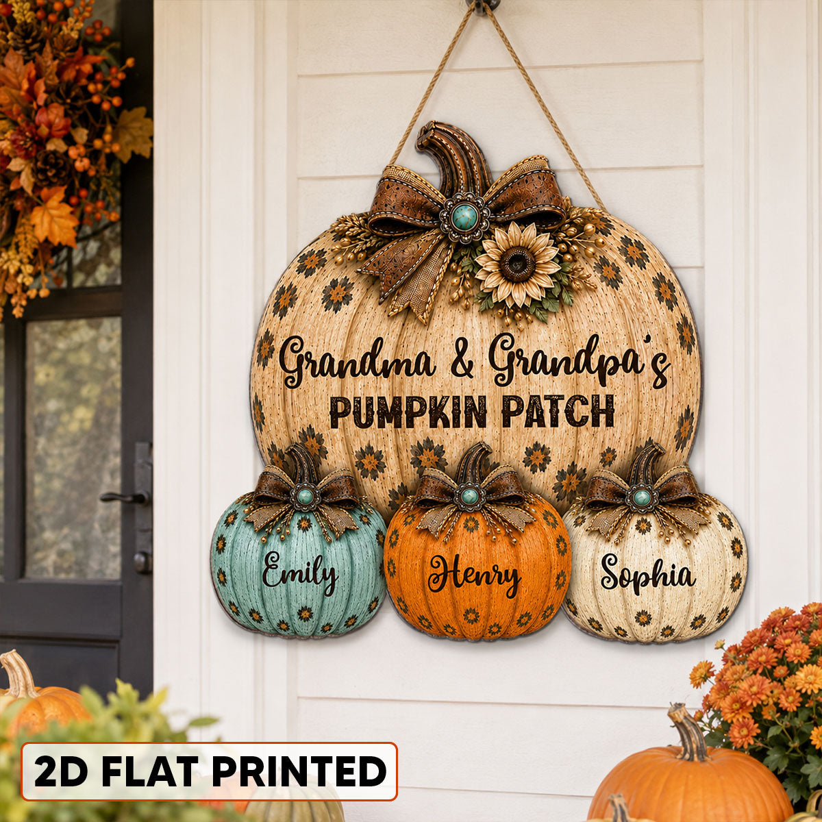 Cozy Rustic Western Fall Season Grandpa Grandma Pumpkin Patch - Personalized Wood Sign - Fall Decoration For Grandparents