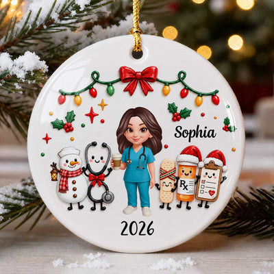 Cute Nurse Things 2D Flat Printed - Personalized Ceramic Ornament - Christmas Gift, Graduation Gift For Nurse, Healthcare Workers, Gift For Colleagues, Coworkers