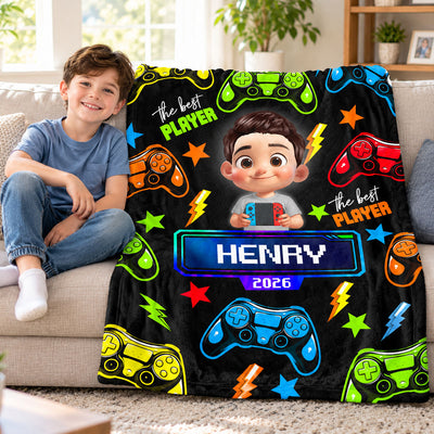 The Best Little Gamer Custom Name & Appearance - Personalized Fleece Blanket - Birthday Gift, Christmas Gift For Gamer Boys, Girls, Grandkids, Kids