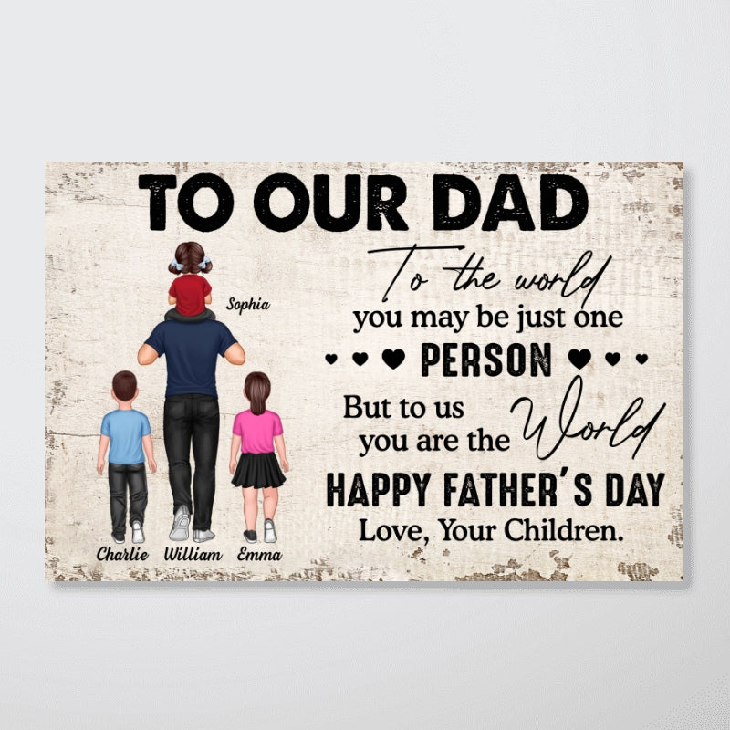 To My Dad Piggy Back Personalized Horizontal Poster