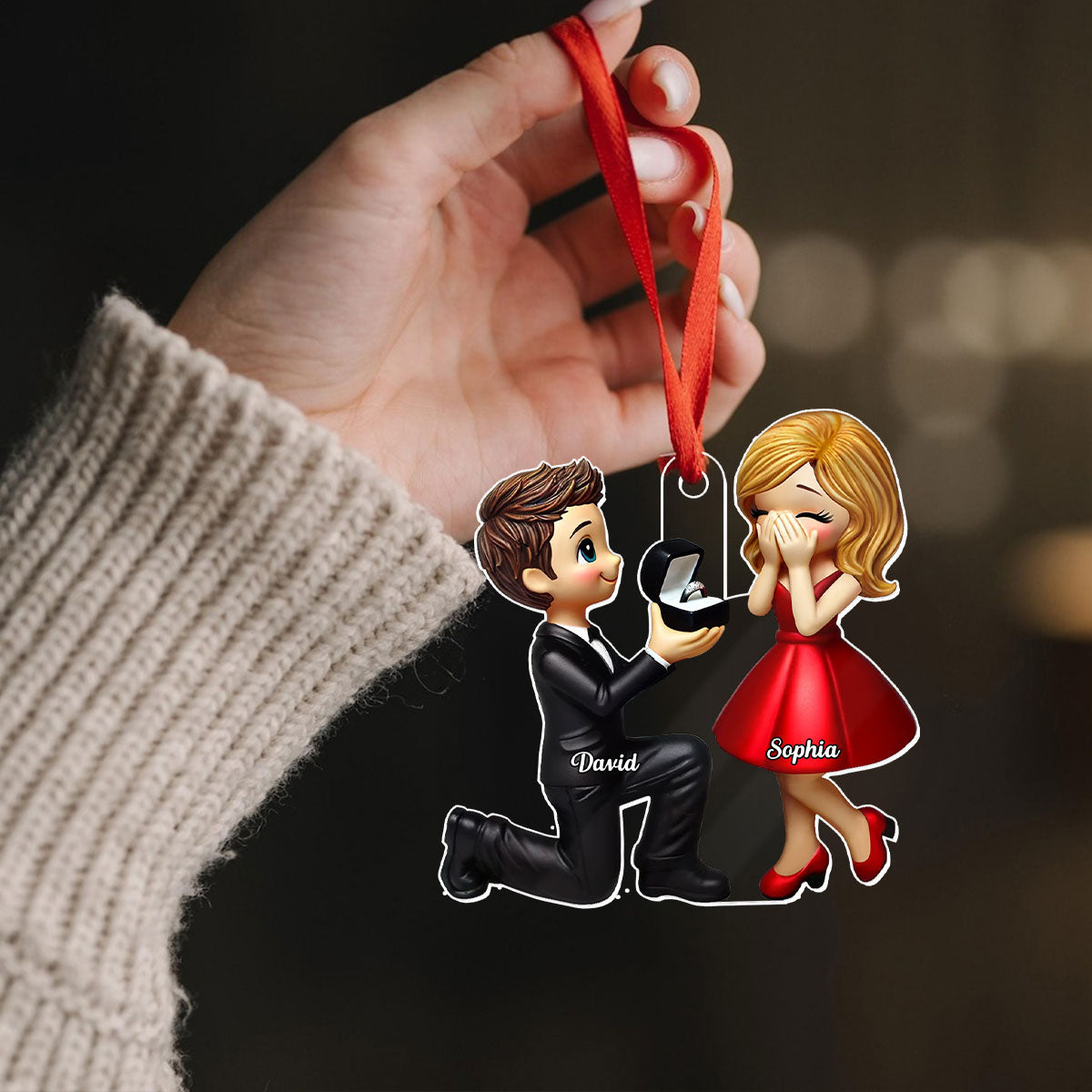 Marriage Proposal 3D Effect Personalized Car Hanger Ornament,  Gift for him, Gift for her