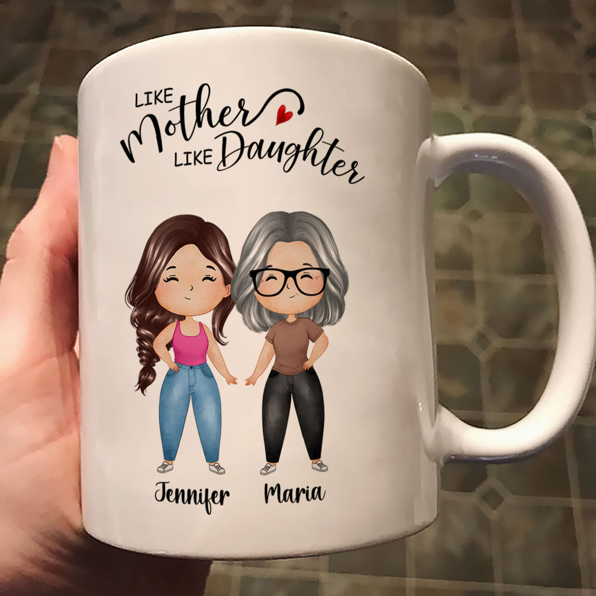 Like Mother Like Daughter Watercolor Mom & Daughter Personalized Mug