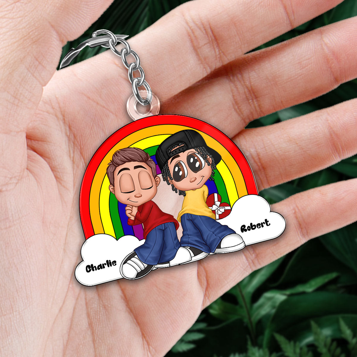 Y2K Couple LGBT Rainbow Personalized Acrylic Keychain