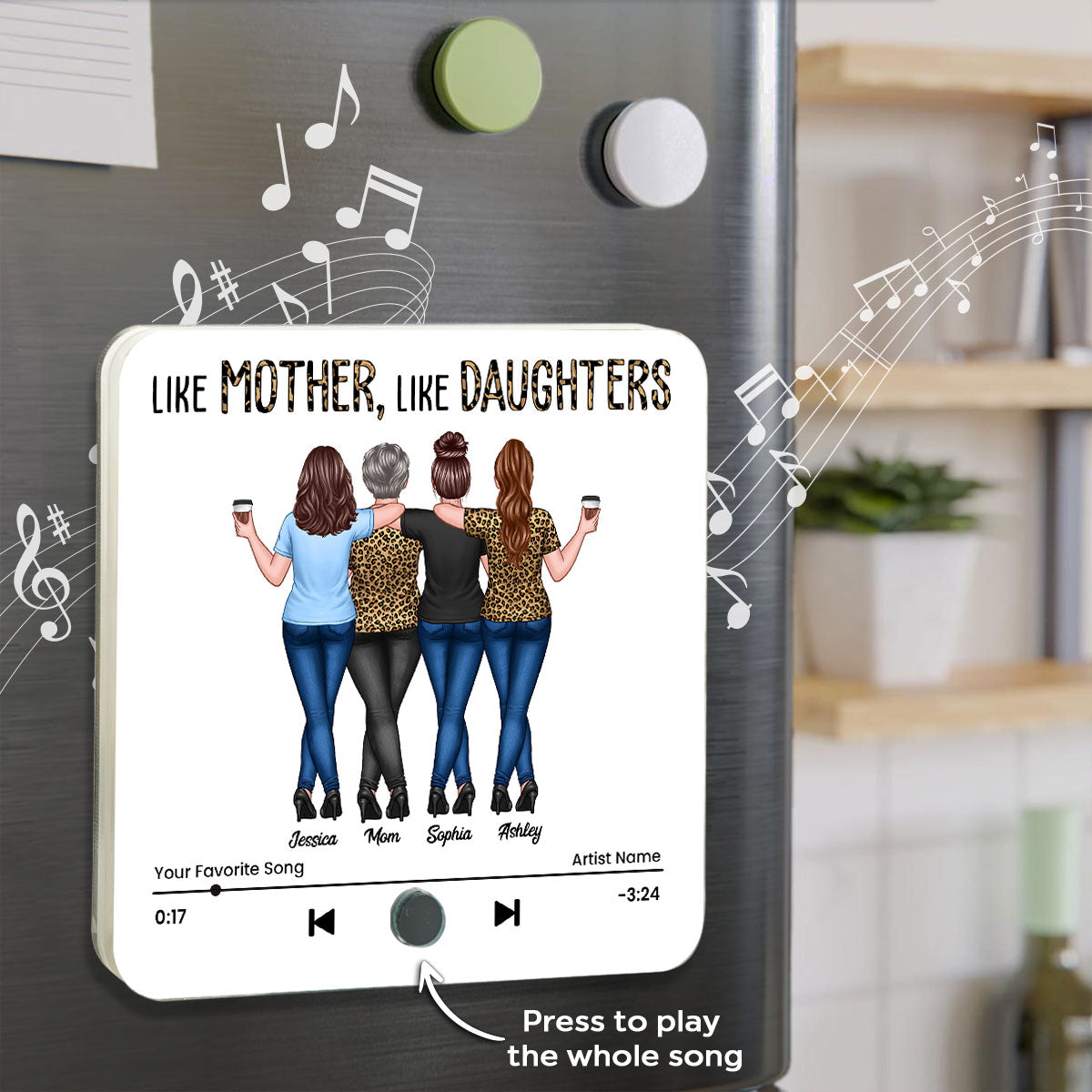 Mother Daughter Bond Can't Be Broken Personalized Music Fridge Magnet, Gift for Mom for Daughter