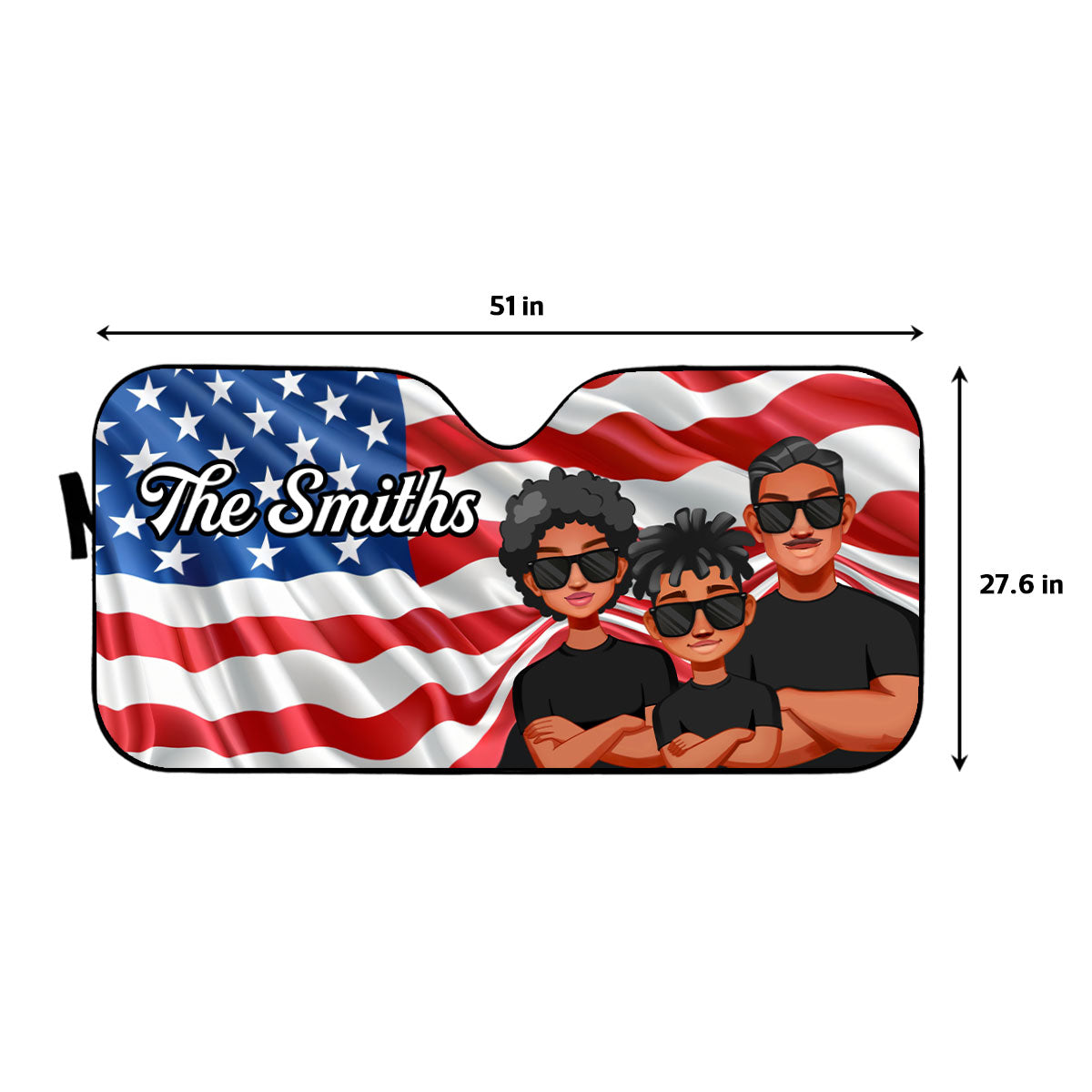Cool Family 4th Of July Nation Flag Personalized Car Sunshade