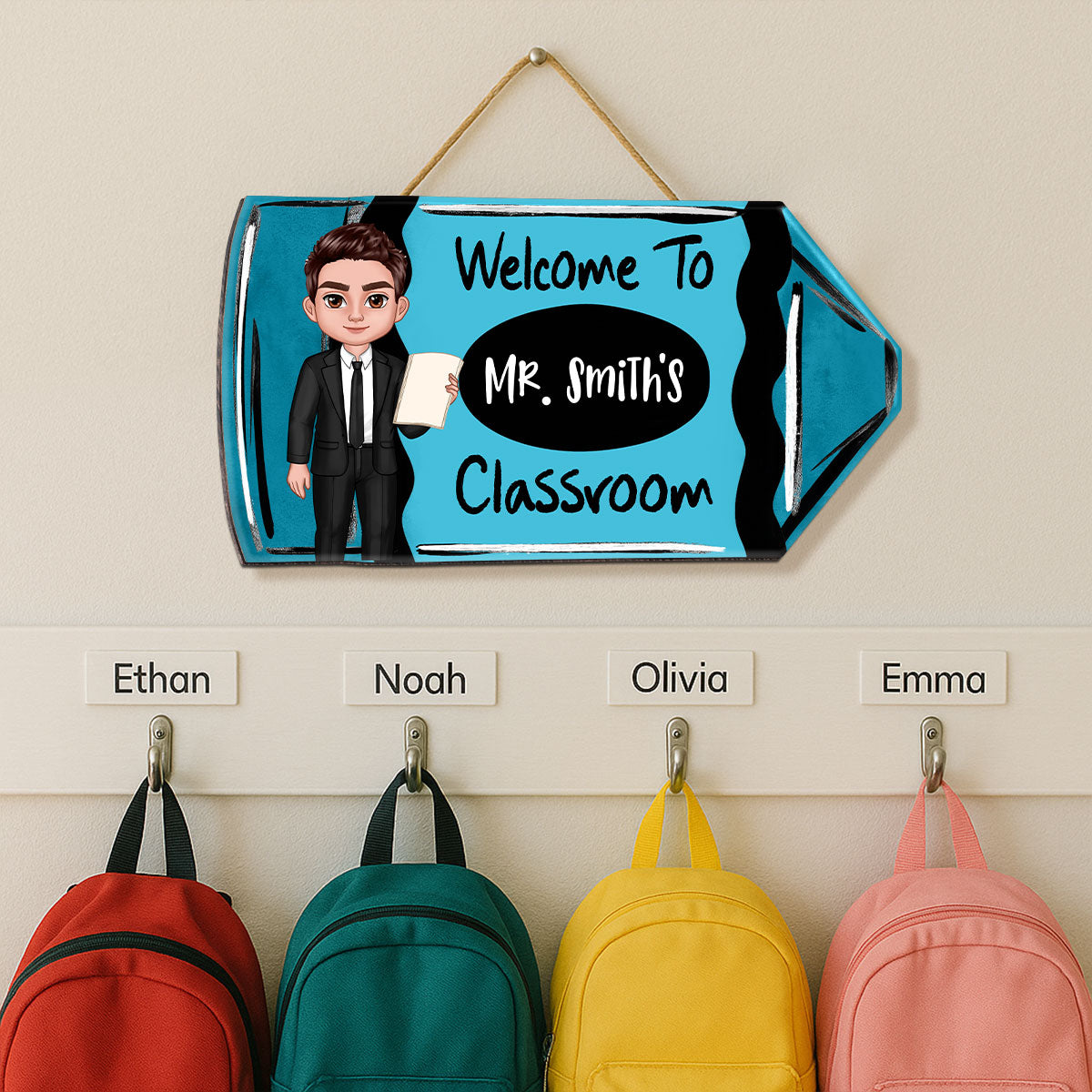 Teacher Crayon Personalized Wood Sign
