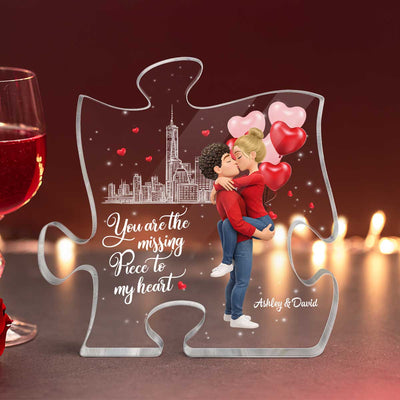 You Are The Missing Piece To My Heart - Personalized Acrylic Block Plaque - Anniversary, Valentine's Day Gift, Gift For Him, Gift For Her