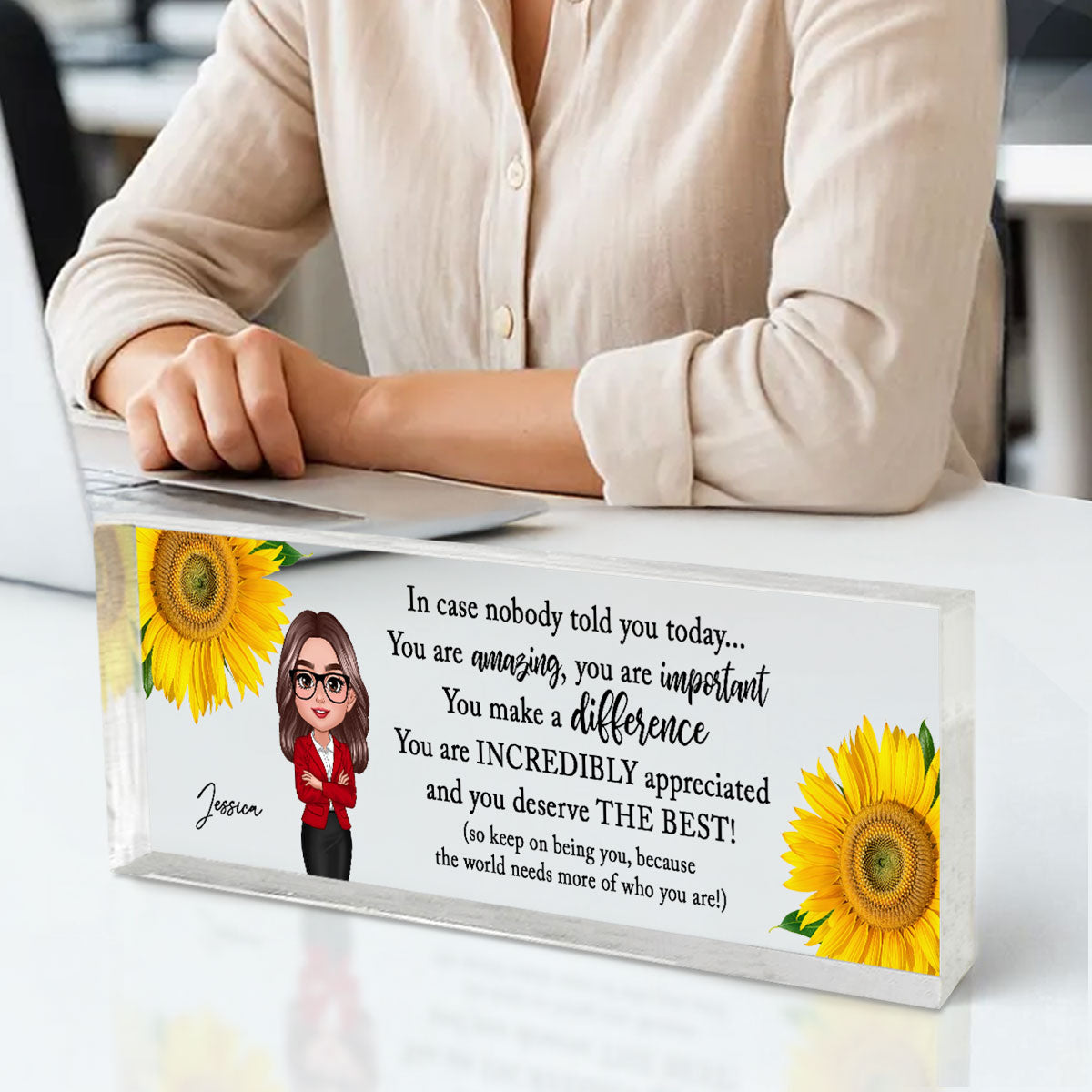 You Are Incredibly Appreciated Coworker Colleagues Affirmations Personalized Acrylic Desk Name Plate, Teacher Appreciation Gift, Retirement Gift For Coworkers, Boss, Teachers