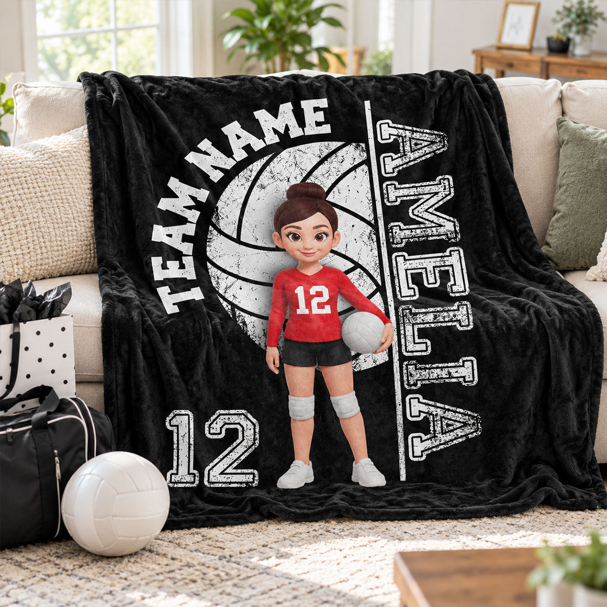 Custom Team Name Volleyball Player - Personalized Fleece Blanket - Soccer Senior Gift, Christmas Gift for Daughter, Son, Grandkids