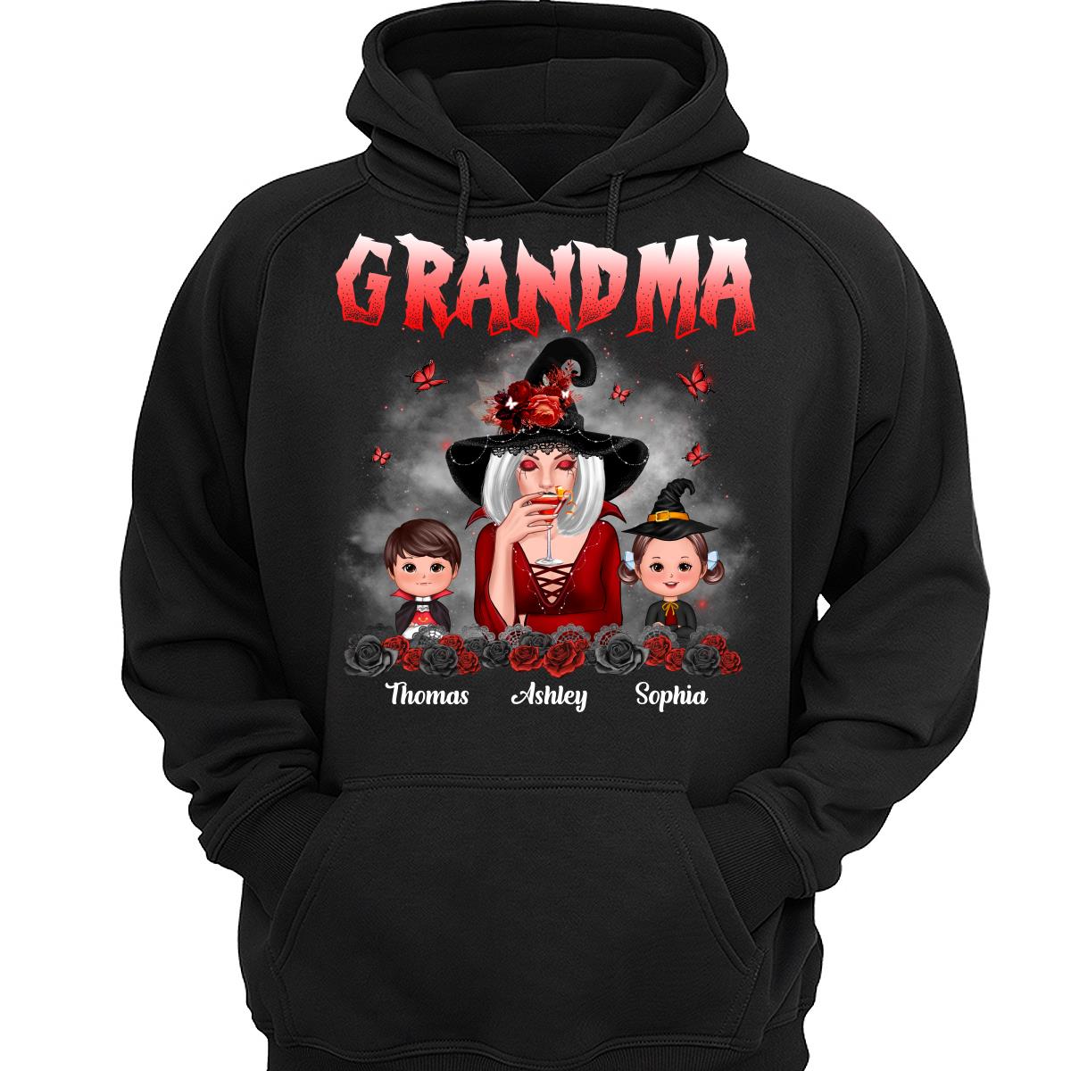 Halloween Roses Grandma With Grandkids Personalized Shirt