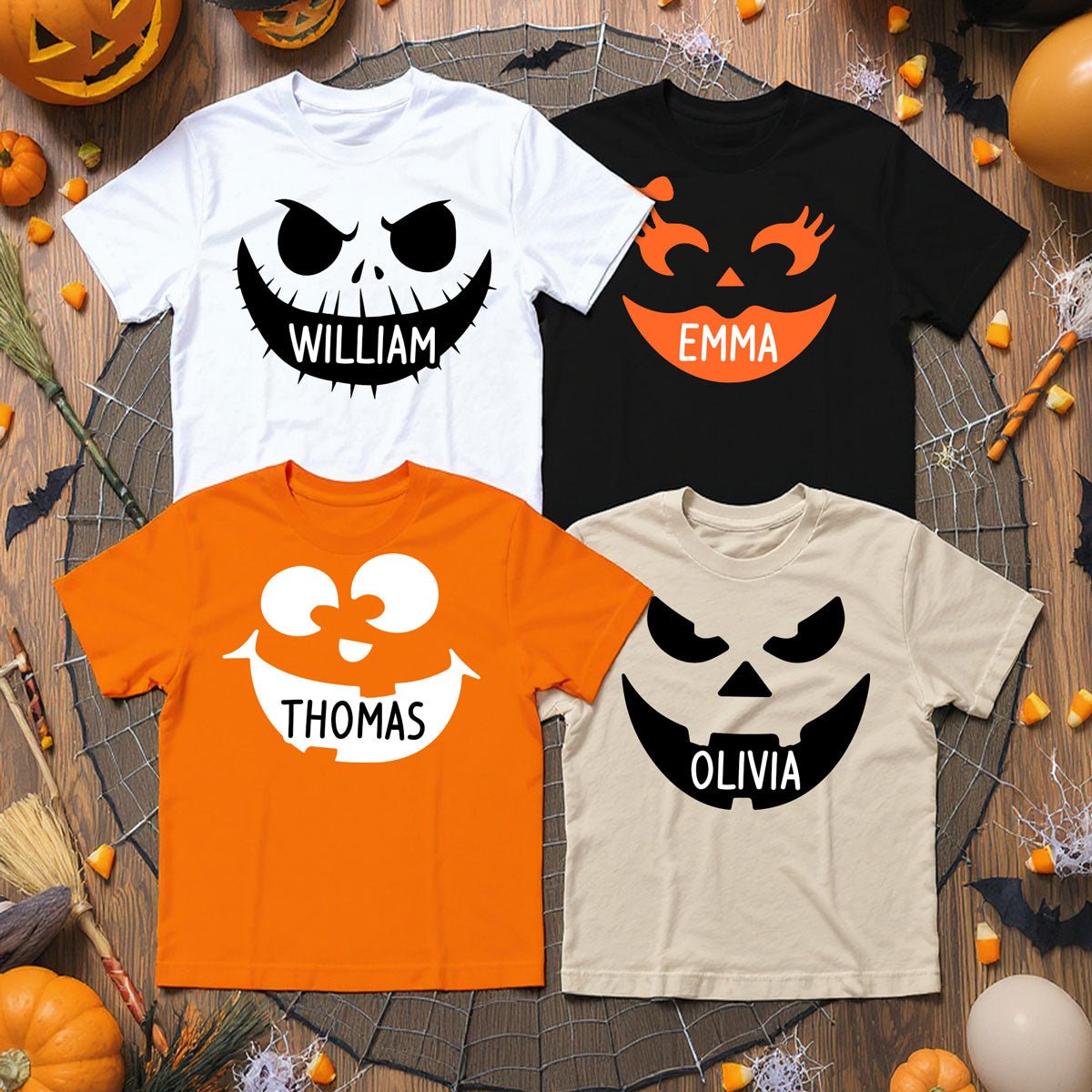 Pumpkin Face Halloween Party Group Costume Personalized Group Matching Shirt For Family, Colleagues, Friends