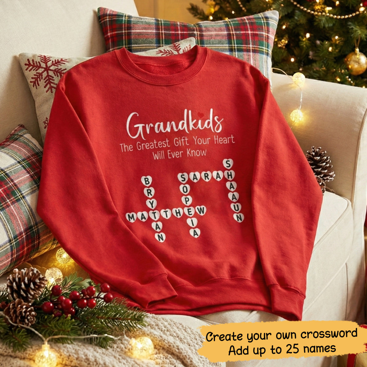 Grandkids Make Life Grand Coquette Floral Pattern Crossword Puzzle Art - Personalized Shirt
