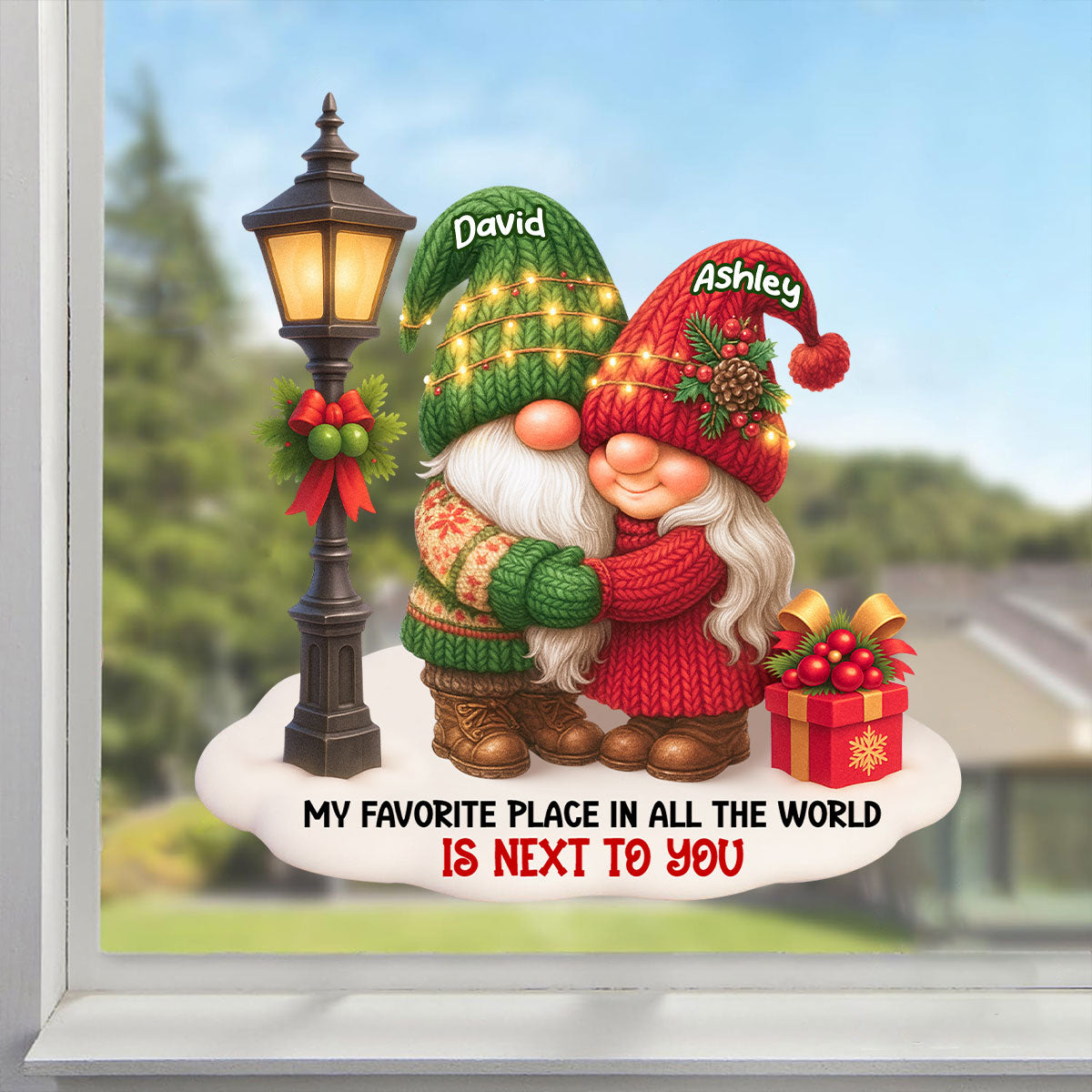 Gnome Christmas Couple Growing Old Together Personalized Decal, Gift for him, for her