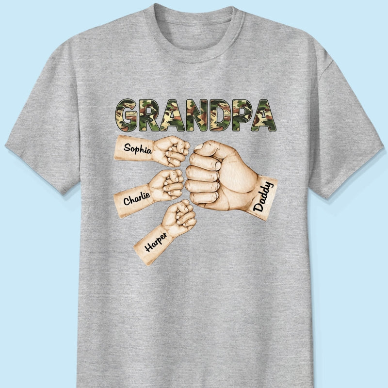 Camouflage Grandpa Dad Fist Bump Personalized Shirt