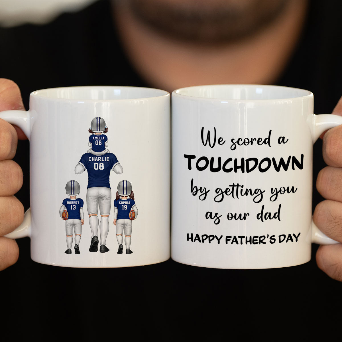 We Scored A Touchdown Getting You As Our Dad American Football Dad Father‘s Day Gift Personalized Mug