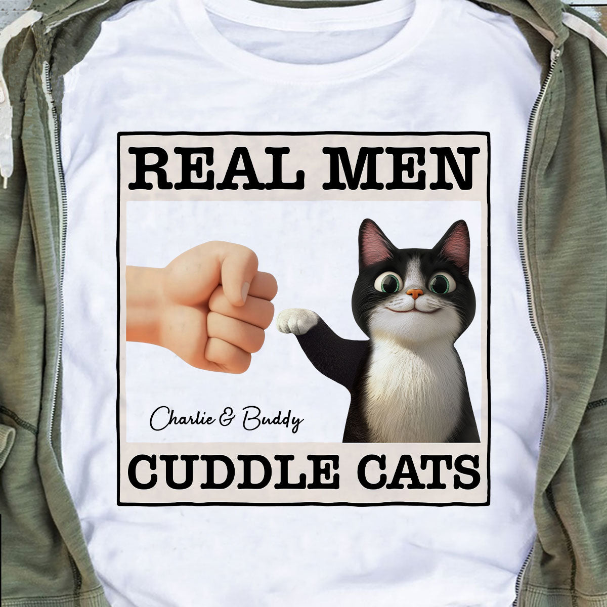 Real Men Cuddle Cats Personalized Shirt, Gift for Cat Dads