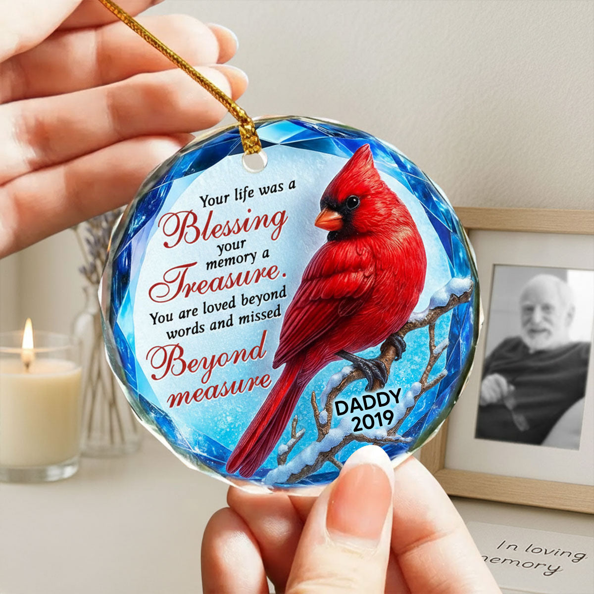 Your Life Was a Blessing 3D Effect - Personalized Glass Ornament - Heartwarming Christmas Keepsake for Loved Ones