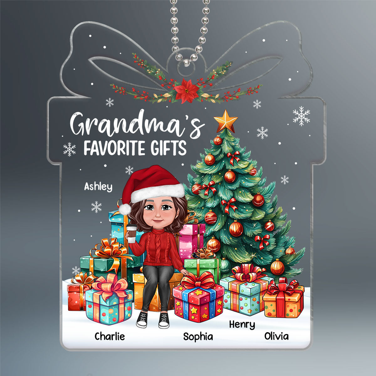 Grandma Mom Favorite Gifts Christmas Personalized Acrylic Ornament