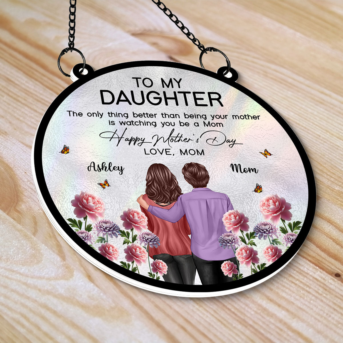 To My Daughter From Mom Happy Mother's Day Birth Flower Personalized Suncatcher, Gift For Daughter