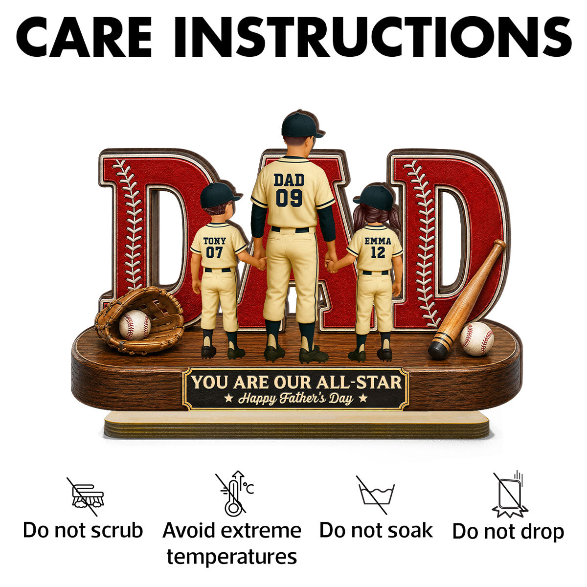 Baseball Dad Legend We Caught The Best Dad - Personalized 2-Layered Wooden Plaque -  Gift For Dad