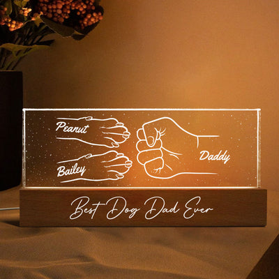 Dog Dad Outline Fist Bum Personalized Acrylic LED Night Light