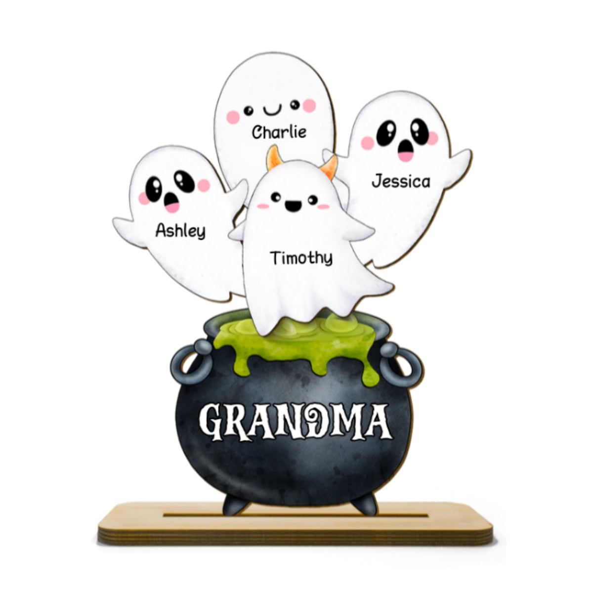 Grandma Potion Pot Boo Grandkids Personalized Standing Wooden Plaque, Halloween Decor