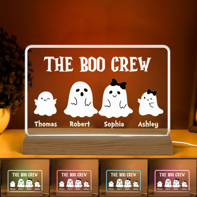 Family Boo Crew Halloween Decor Personalized Horizontal Rectangle Acrylic Plaque With LED Night Light