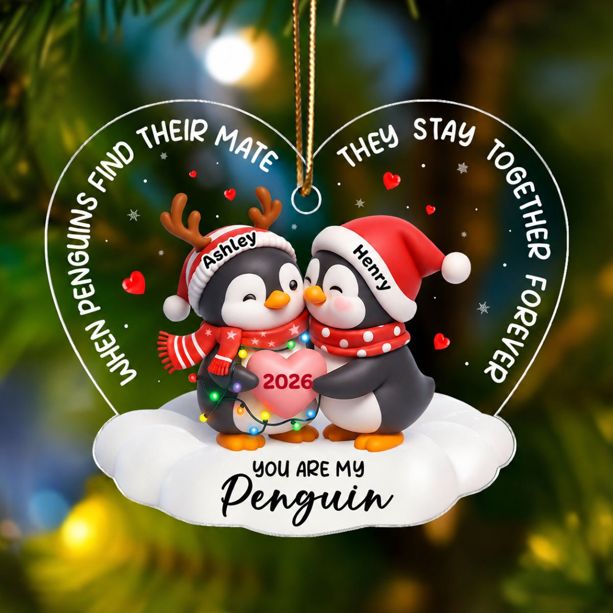 You Are My Penguin - Personalized Acrylic Ornament - Christmas Gift for Couple