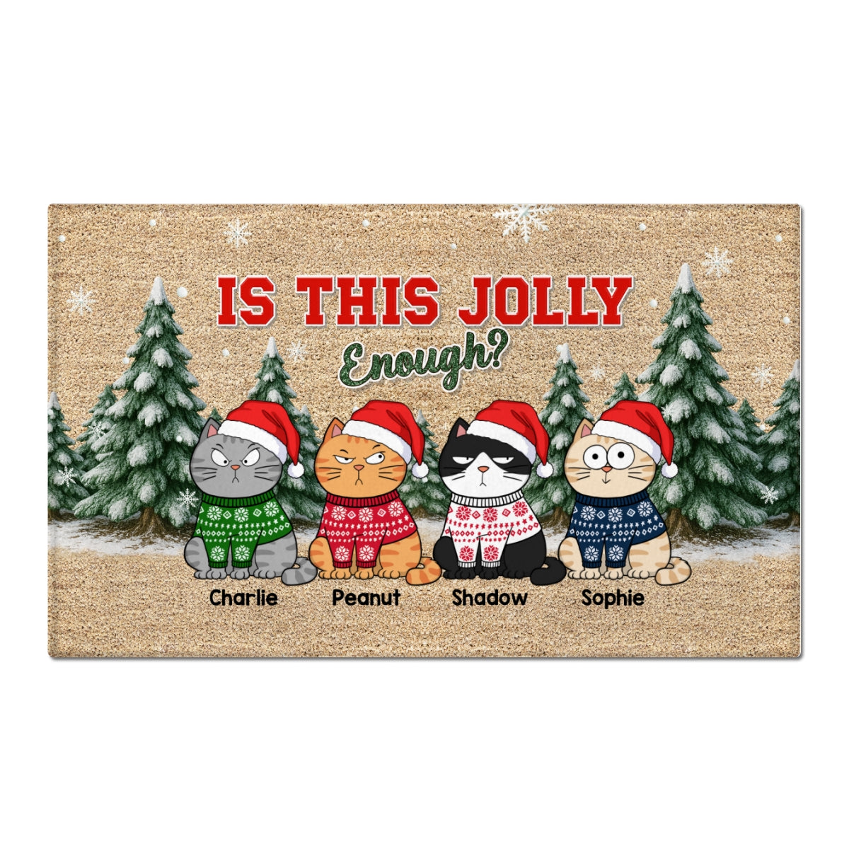 Christmas Funny Cute Cats Meowy Catmas - Personalized Doormat - Christmas Gift For Cat Lovers