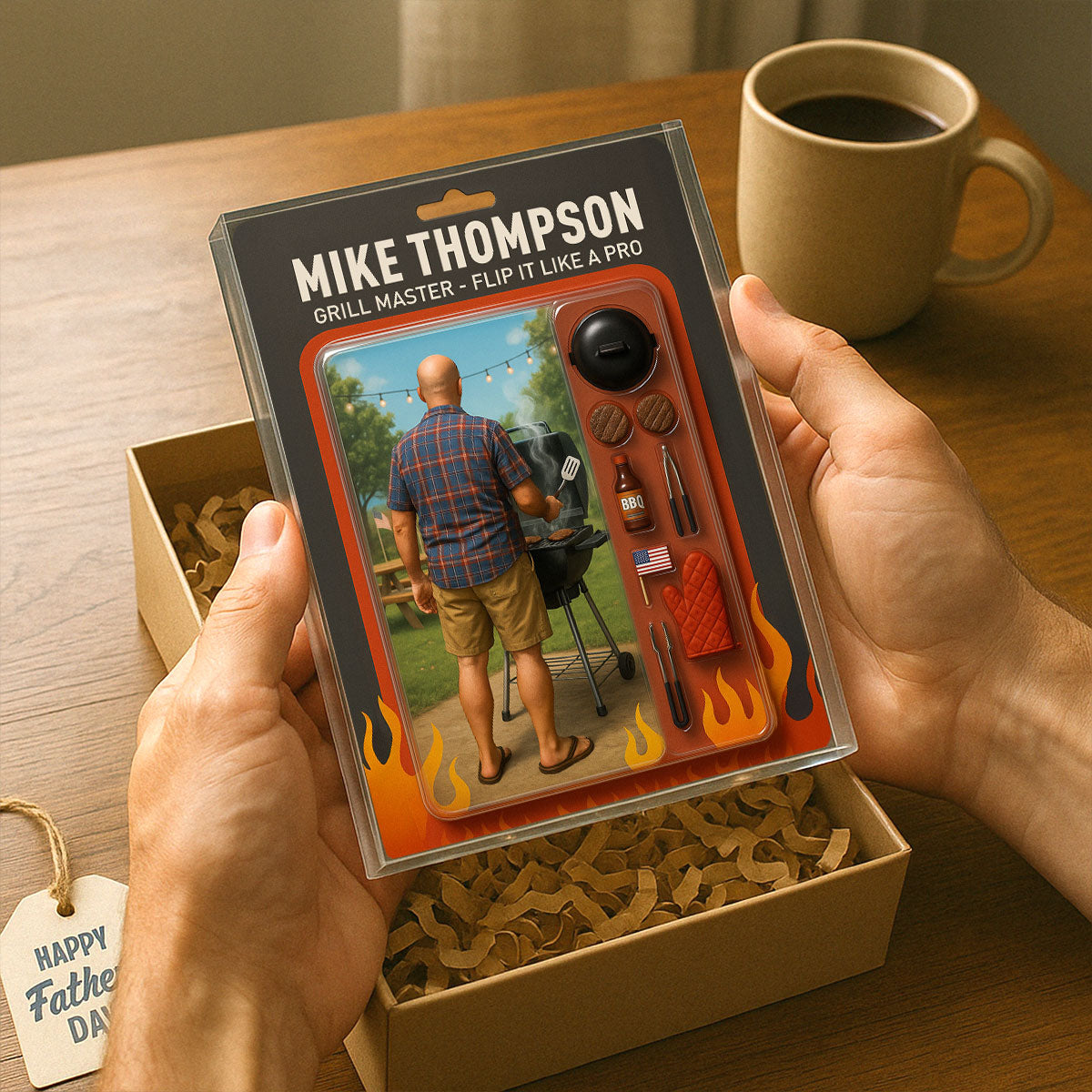 Grilling Master Dad Grandpa Man Realistic Figure Style Personalized Acrylic Block Plaque