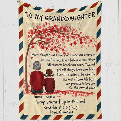 Grandma Grandkids Under Tree Envelope Personalized Fleece Blanket
