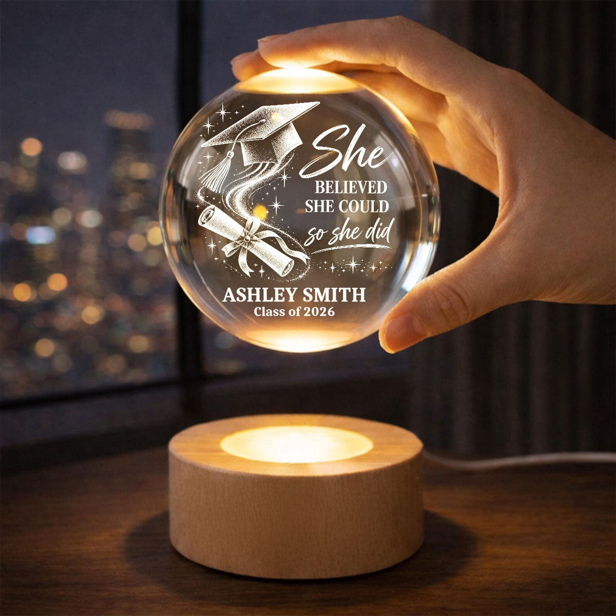 Graduation Custom Name And Year - Personalized Crystal Ball - Christmas Gift For Graduates, Senior, Graduation Gift