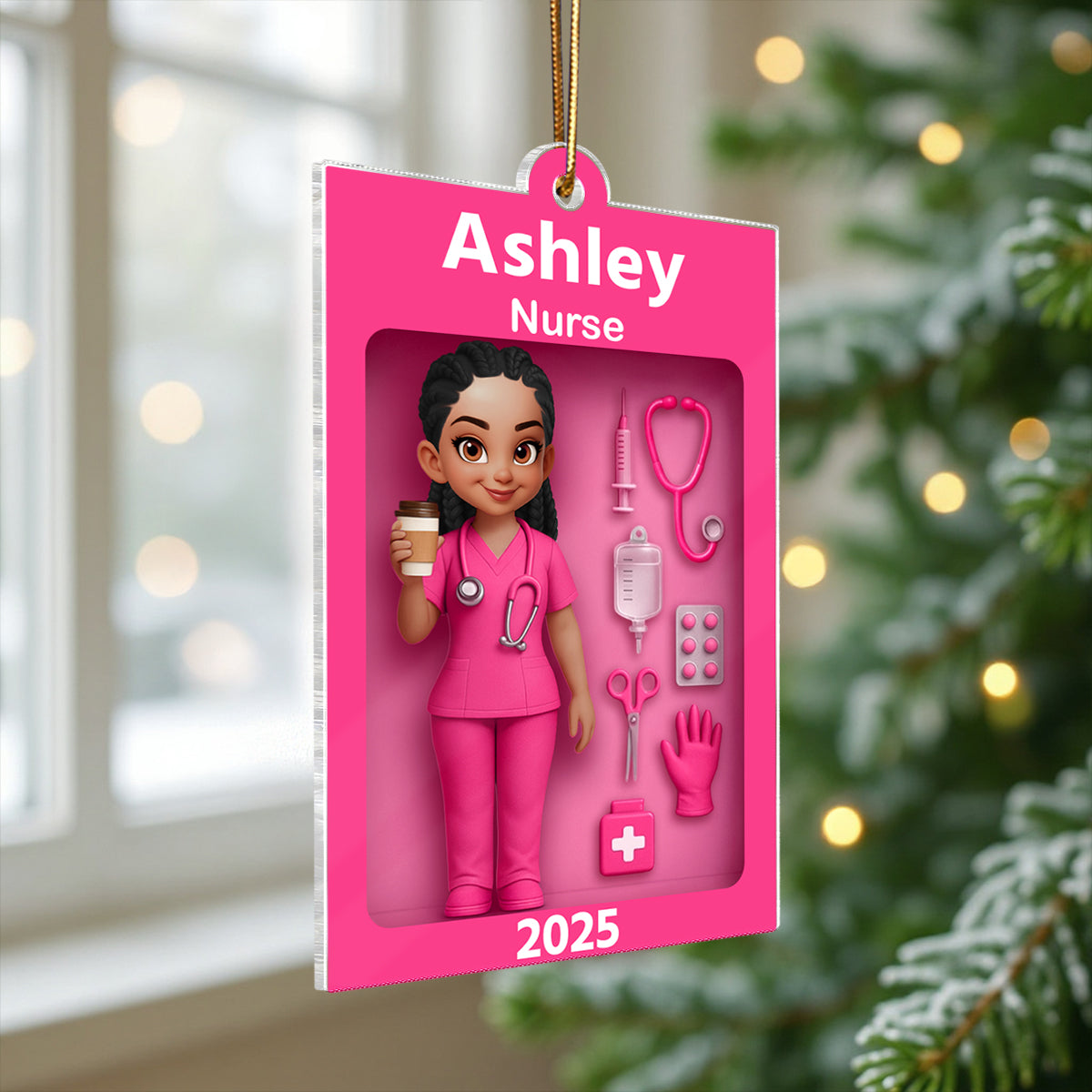 Personalized Nurse In Toy Box 3D Acrylic Ornament, Special Christmas Gift For Nurse, For Co-workers