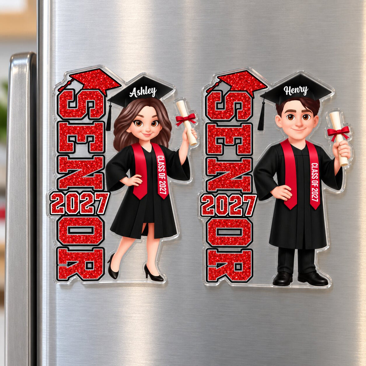 Trending Senior 2026 2027 - Personalized Acrylic Fridge Magnet - Christmas Gift For Seniors, Daughter, Son, Granddaughters, Grandsons