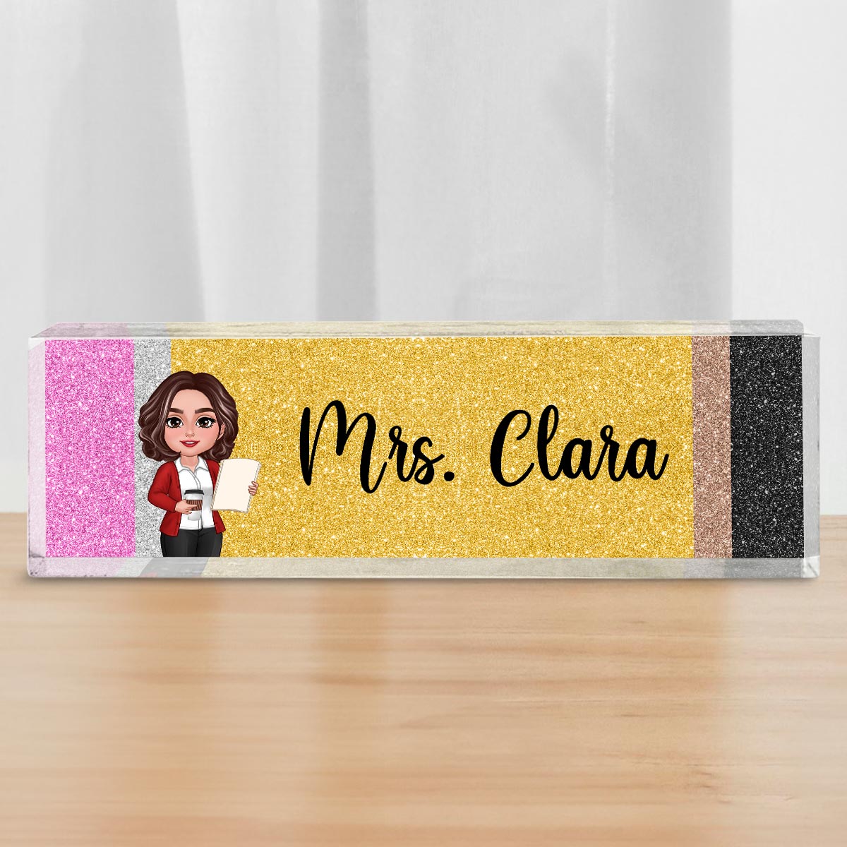 Teacher Pencil Personalized Acrylic Desk Name Plate, Gift For Teacher