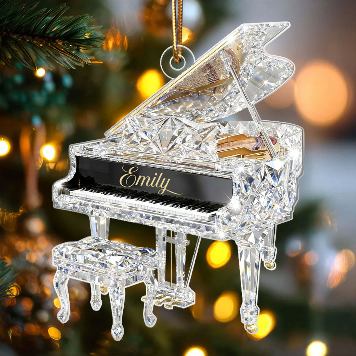 Piano Music Crystal Effect - Personalized Acrylic Ornament - Unique Christmas Gift For Pianist