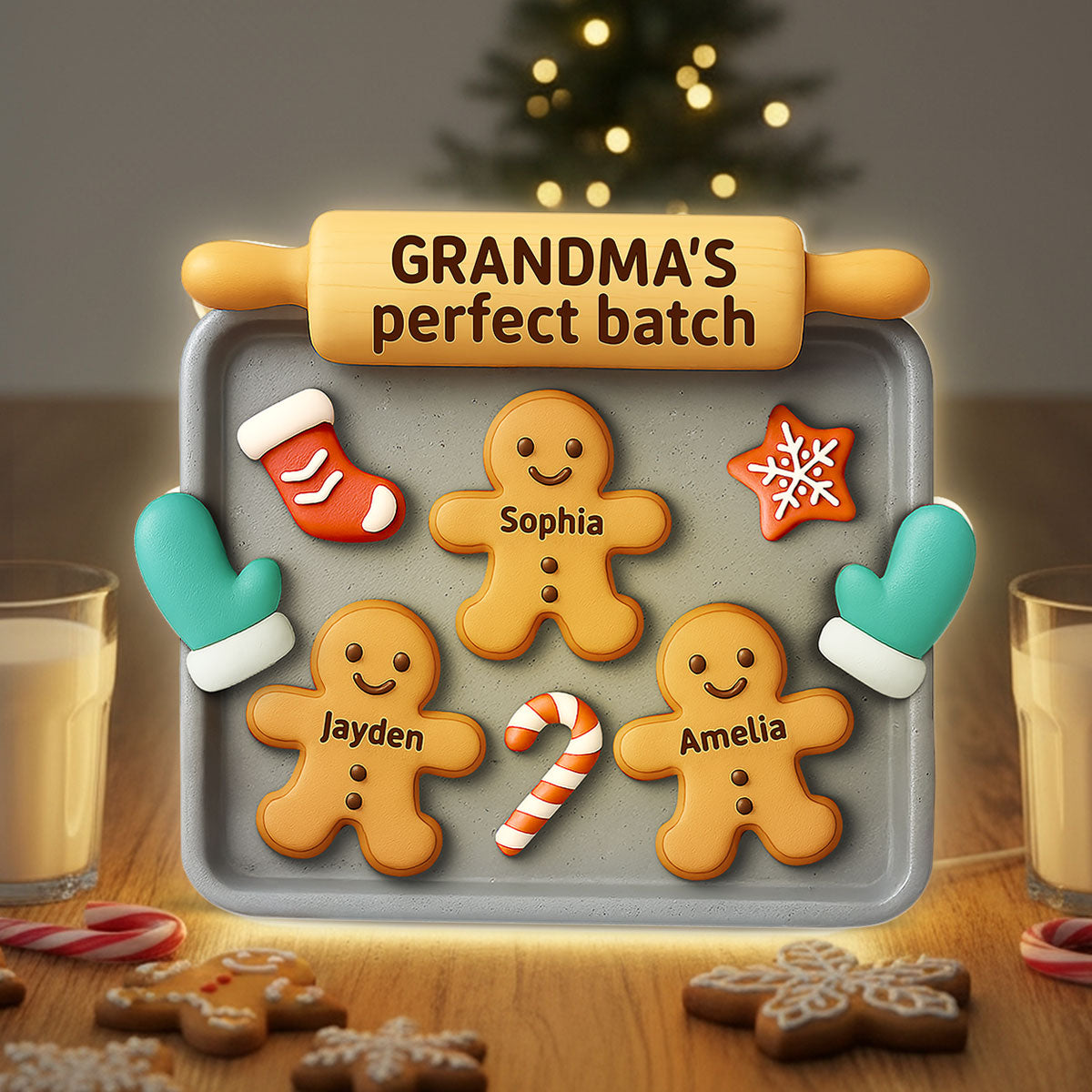 3D Effect Christmas Grandma Perfect Batch Cookies - Personalized Light Box - Gift For Grandma