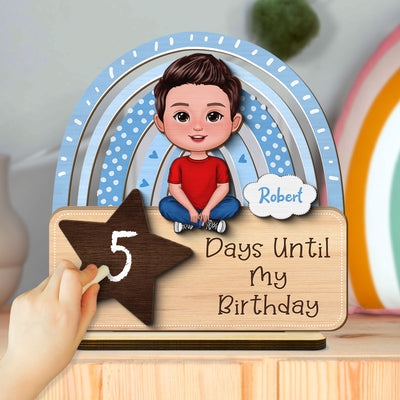 Unique Countdown For Kid Birthday Special Event Personalized 2-Layer Standing Wooden Plaque